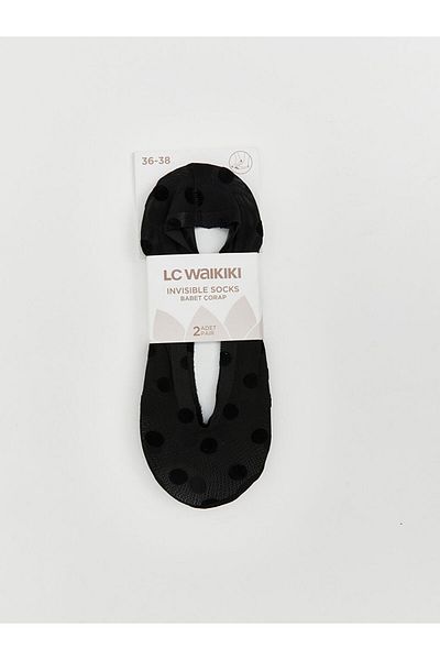 LC Waikiki Black Polka Dot Women's Ballerina Socks 2-Piece
