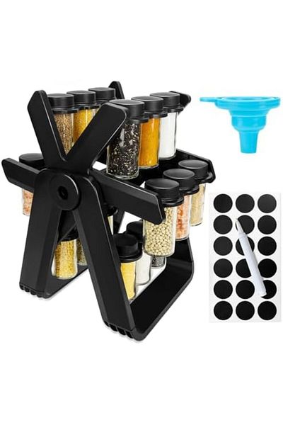 Kitchen NIUB Revolving Spice Rack, Countertop Spice Organizer with 18 Plastic Spice Racks