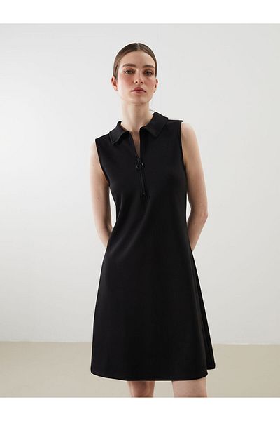 LC Waikiki Black Polo Neck A-Line Dress