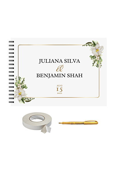 OEM Set Album foto / GuestBook nunta, MODEL 13 Flori, A4 landscape, 3 piese