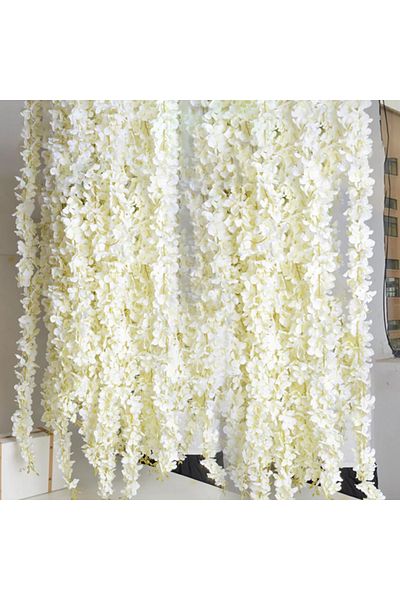Choice Milk White 20Pcs Artificial Wisteria Flowers Hanging Garland Vine Rattan Fake Flower String Silk Flo