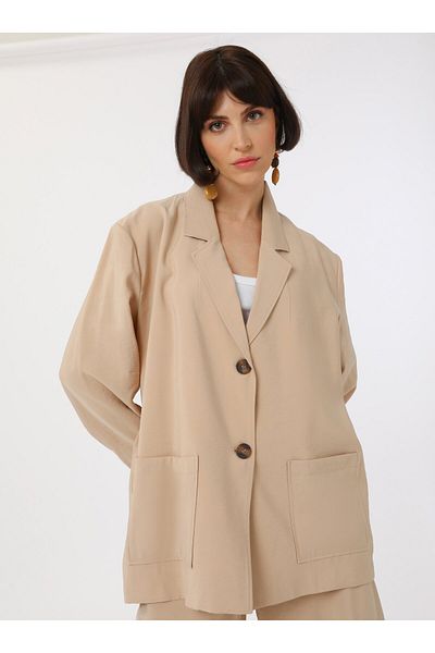 Refka Κομψό μπουφάν με άνετο ύφασμα Modal - Stone Color - Refka Exclusive