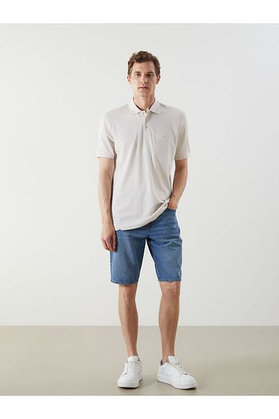 LC Waikiki Beige Polo Neck Mercerized Look Men's T-Shirt