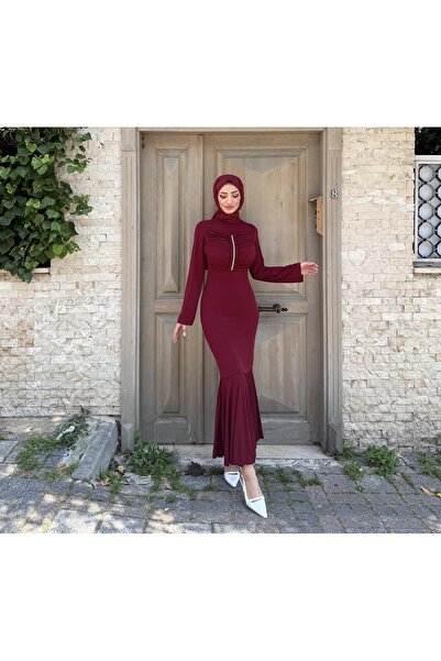 ENSA TESETTUR Erva Taşlı Elbise Bordo