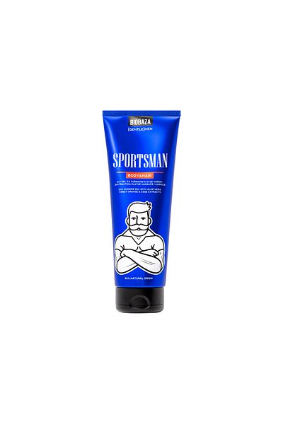 Biobazam 2 in 1 shower gel & shampoo for men, with aloe vera and sweet orange,, BIOBAZA GENTLE[MEN], 220 ml