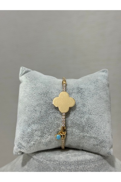 XUPING JEWELRY 18K zirkon taşlı yonca detaylı çelik bileklik paslanmaz kararmaz