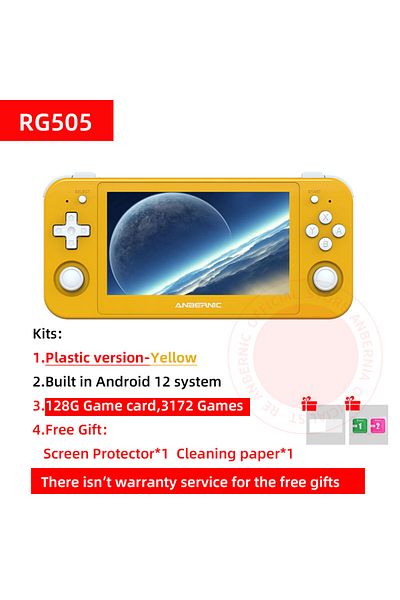 Choice YELLOW 128G ANBERNIC RG505 Handheld Game Console Android 12 Unisoc Tiger T618 Built-in 128G Pre-Load