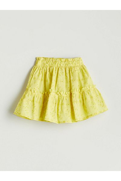 LC Waikiki Green Elastic Waist Fisto Detailed Girl's Skirt