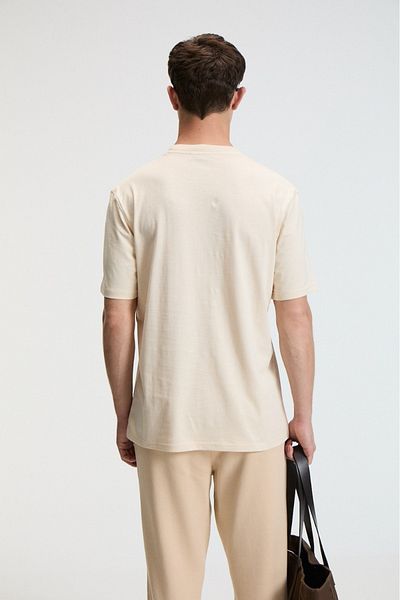 GRIMELANGE Sweet men's 100% cotton oversize fit printed short sleeve round neck vanilla t-shirt