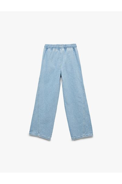 Koton Pantaloni de jeans cu picioare largi, cu șireturi în talie