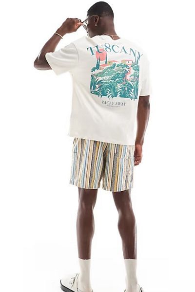 The Champ Clothing Ανδρικό μπλουζάκι μεγάλου μεγέθους 100% βαμβακερό μεγάλο μέγεθος Τούσκανης εμπριμέ καλοκαιρινό μοντέλο