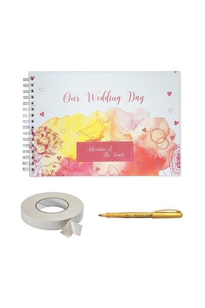 OEM Pachet Album foto / Guestbook pentru botez Fetite, A4 landscape, pix inclus