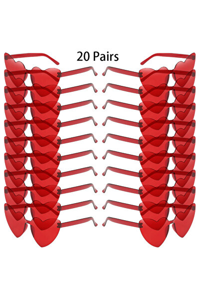 Choice كما هو موضح في الصورة، 20 زوجًا من النظارات الشمسية الحمراء على شكل قل...