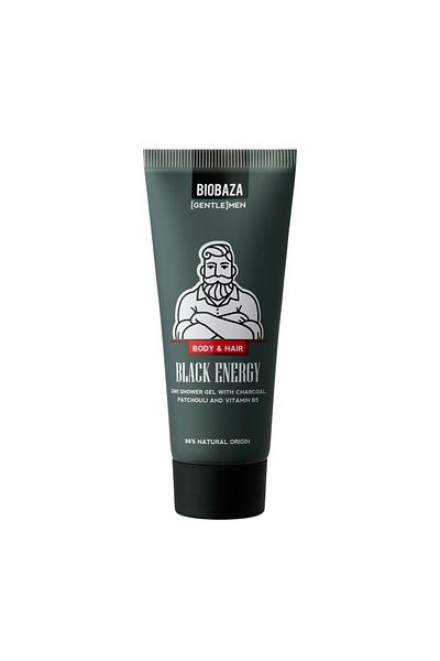 Biobazam 2 in 1 shower gel & shampoo with patchouli oil, charcoal and vitamin B5, BIOBAZA [GENTLE]MEN, 30 ml