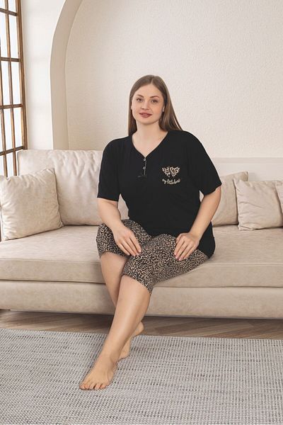 Asel Plus Size Lycra Combed Cotton Capri Pajama Set