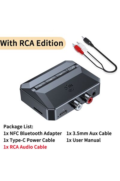 Choice With RCA Edition NFC Bluetooth 5.3 Audio Receiver RCA 3.5mm AUX USB Wireless Adapter With MIC Suppor