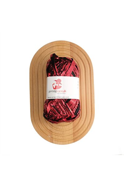 Prestij Boncuk Premium Leather Look Metallic Combed Cotton Thread Bag and Hobby Knitting Thread Red Color Crocodile Pattern