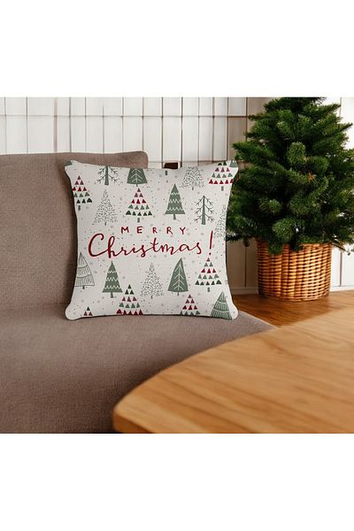 ASDİVA Merry Christmas Written Digital Printing Decorative Throw Pillow Case 43X43
