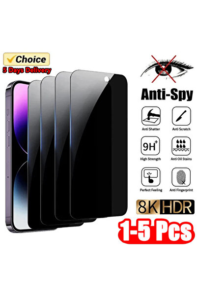 Choice8 قطعتان من زجاج الخصوصية لهاتف iPhone 15، و1-5 قطع من الزجاج المقوى المضاد للتجسس لهاتف IPhone 15 14 13 12 11 Pro Max Fu