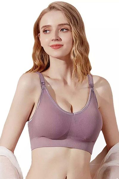 Linovit Sutien de alăptare fără cusături și fără burete - Violet - Violet, XL-XXL