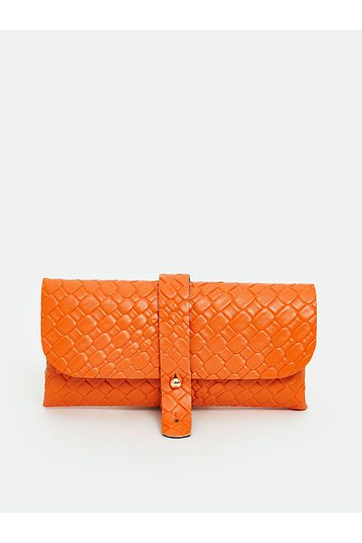 LC Waikiki Orange Leather Look Crocodile Patterned Women's Wallet