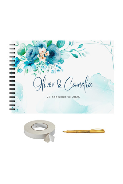 OEM Set Album foto / GuestBook nunta, design floral, A4 landscape, 3 piese