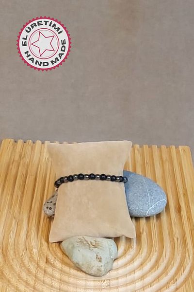Uretti - Özlem 9422 5941 Hematite and Onix Shiny Natural Stone Men's Bracelet