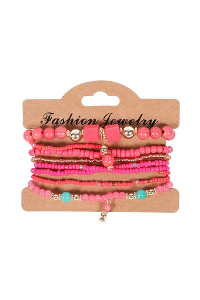 Choice BR112-5 Bohemian Handmade Beads Bracelet Set For Women Summer Colorful Beaded Chain Bangle Men Boho