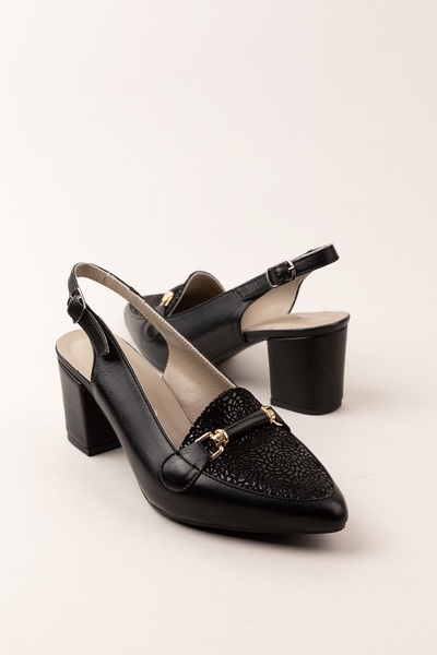 Gondol Kadın Hakiki Deri Şık Toka Detaylı Sivri Burunlu Topuklu Ayakkabı vdt.233