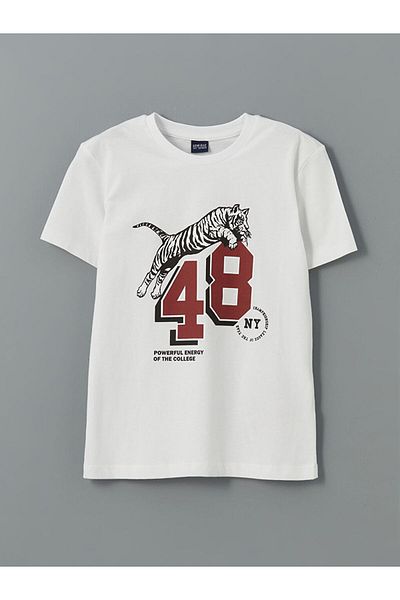 LC Waikiki Tricou pentru băiat cu imprimeu cu gât crew de sezon nou - S5I189Z4