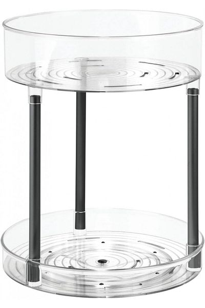 MDesign Bathroom Organizer, Plastic, Transparent/Black, 28.2 x 28.2 x 34.3 cm