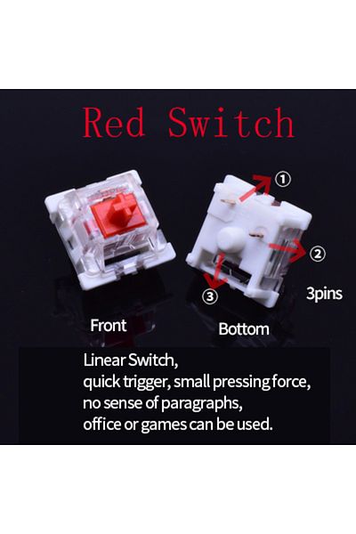 GGBEE 70pcs Linear Red Outemu Switch for Keyboard 3Pin Dustproof Linear Tactile Clicky Silent Switches for
