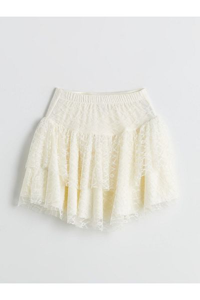 LC Waikiki Sari Beli Elastic Ruffled Girl's Tulle Skirt