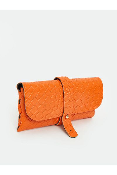 LC Waikiki Orange Leather Look Crocodile Patterned Women's Wallet