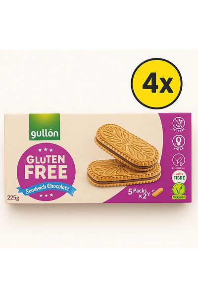 Gullon Biscuiti sandwich cu crema de ciocolata fara gluten Gullon 225g x4 buc