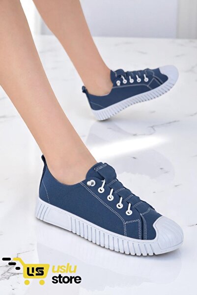 USLU Kadın Lastik Bağcıklı Rahat Spor Ayakkabı Sneaker