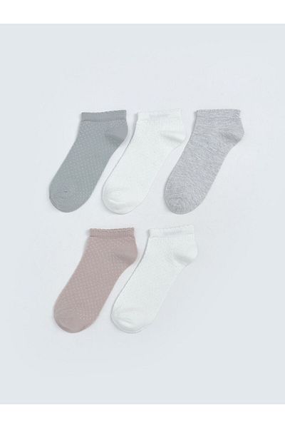 LC Waikiki Ecru Patterned Women's Booties Socks 5-Piece