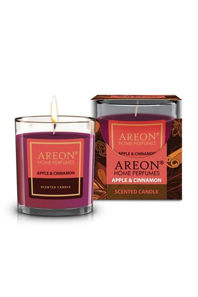 Areon Apple and Cinnamon Scented Candle 120 g, Purple