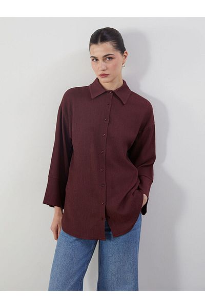 LC Waikiki New Season Textured Oversize Women's Shirt Tunic - S5P289Z8