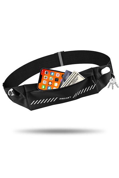 Choice Black HAISSKY Elastic Running Sport Phone Bag For iPhone 16 15 14 13 12 Pro Max Reflective Zipper Wa