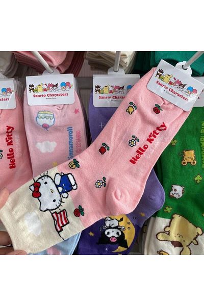 SANRIO HelloKitty Kawaii Sanrio Socks Anime Hello Kitty Kuromi Autumn and Winter Sweet In The Tube Cartoon