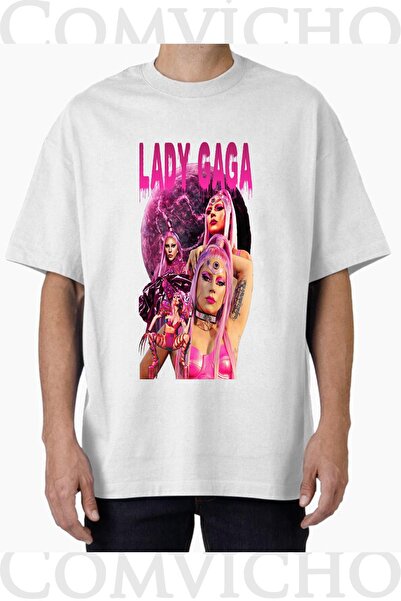 COMVİCHO تي شيرت مطبوع بتصميم ليدي غاغا v2 للجنسين