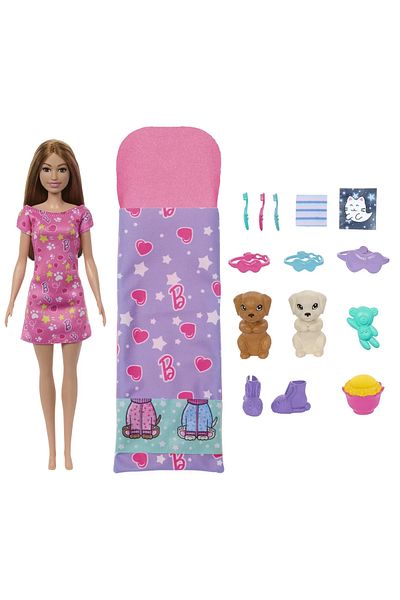 Barbie BARBIE FAMILY DOLL PARTY SET WITH 2 PUPPIES COLOR CHANGE