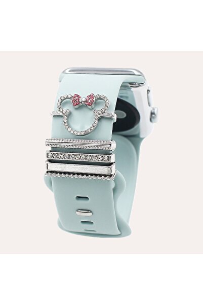 Choice حلقات حلقية فضية من 5 قطع على شكل فأر كرتوني مرصعة بأحجار الراين، زينة...