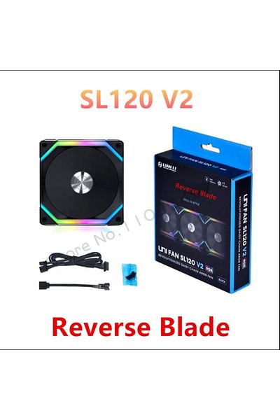 Choice مروحة LIAN LI UNI FAN SL V2 SL120V2 ذات شفرة عكسية، قطعة واحدة باللون الأسود القياسي A-RGB، ترقية الأداء بنسبة 10%