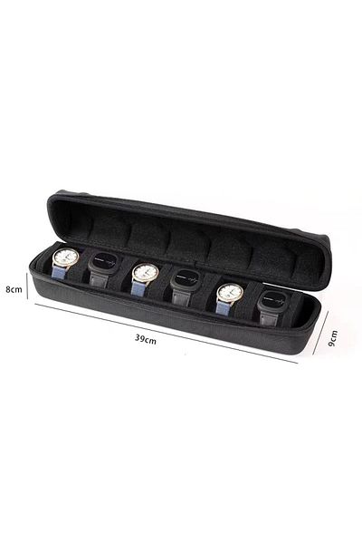 CAOWTAN 6 Slot Watch Box Organizer For Men or Women，Watch Travel Case Portable Storage Watch Display Holder