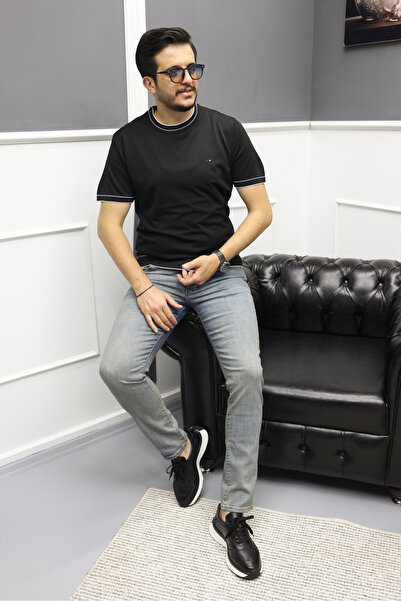 Avni Ceylan Rayon Fabric Men's Embroidery Detailed Design Men's T-Shirt