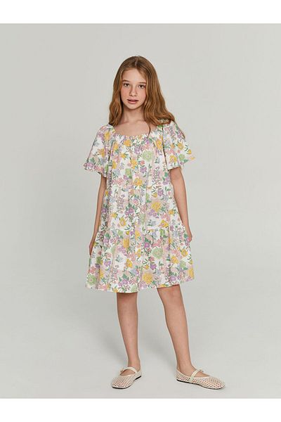 LC Waikiki New Season Square Collar Floral Girl's Dress - S5Fb51Z4