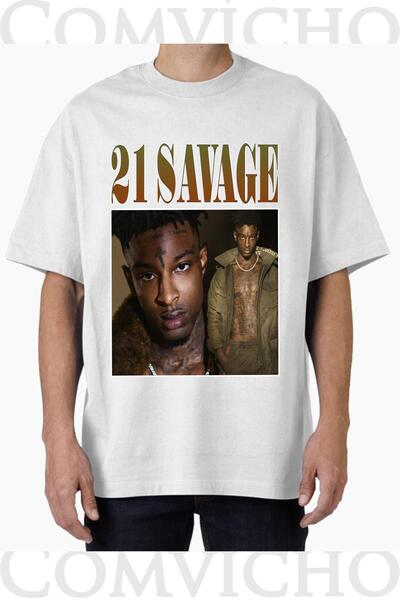 COMVİCHO Unisex 21 Savage V6 Design Printed Oversize T-Shirt