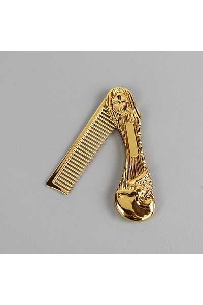 Choice KuLouTouHXS-gold 1pcs portable stainless steel metal beard comb for men's beard styling tool pocket